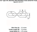 Trident Stainless ISO Anchor Windlass Chain (Sold Per Foot)