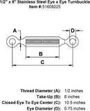 Stainless Steel Eye x Eye Turnbuckle
