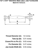 Stainless Pipe Style Jaw x Jaw Turnbuckles