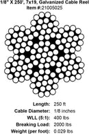 PRO Strand 7x19, Hot Dip Galvanized Cable Reel