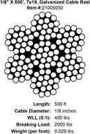 PRO Strand 7x19, Hot Dip Galvanized Cable Reel