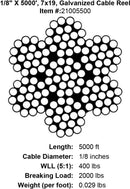 PRO Strand 7x19, Hot Dip Galvanized Cable Reel