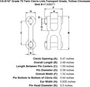 Grade 70 Twin Clevis Link,Transport Grade, Yellow Chromate