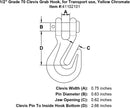 Grade 70 Clevis Grab Hook, for Transport use, Yellow Chromate