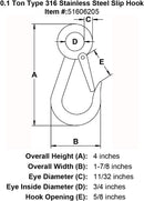Type 316 Stainless Steel Slip Hook