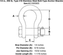 Type 316 Stainless Steel Bolt-Type Anchor Shackle
