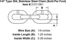 Type 304 Stainless Steel Chain (Sold Per Foot)