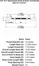 Galvanized Hook & Hook Turnbuckle
