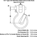 Type 316 Stainless Steel Clevis Grab Hook