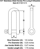 Stainless Steel Screw Pin Long D Shackle