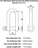Stainless Steel Screw Pin Wide D Shackle
