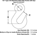 Type 316 Stainless Steel Slip Hooks with Eye
