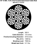 PRO Strand 7x19 Vinyl Coated Galvanized Cable Reel