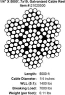 PRO Strand 7x19, Hot Dip Galvanized Cable Reel
