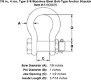 Type 316 Stainless Steel Bolt-Type Anchor Shackle