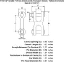 Grade 70 Twin Clevis Link,Transport Grade, Yellow Chromate