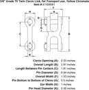 Grade 70 Twin Clevis Link,Transport Grade, Yellow Chromate