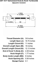 Galvanized Hook & Hook Turnbuckle