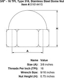 Stainless Steel Dome Nut