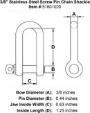 Stainless Steel Screw Pin Chain Shackle