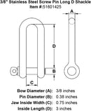 Stainless Steel Screw Pin Long D Shackle