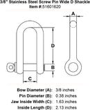 Stainless Steel Screw Pin Wide D Shackle