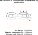 3/8" x 75' Grade 70, Yellow Chromate, Transport Chain, Pail