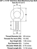 Stainless Machinery Eye Bolts