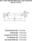 Stainless Pipe Style Jaw x Jaw Turnbuckles