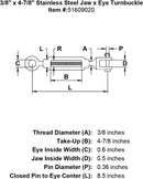 Stainless  Jaw x Eye Turnbuckles