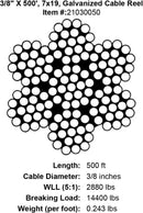 PRO Strand 7x19, Hot Dip Galvanized Cable Reel