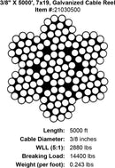 PRO Strand 7x19, Hot Dip Galvanized Cable Reel