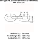 Type 316 Stainless Steel Chain (Sold Per Foot)