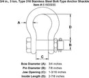 Type 316 Stainless Steel Bolt-Type Anchor Shackle