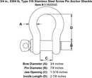 Type 316 Stainless Steel Screw Pin Anchor Shackle