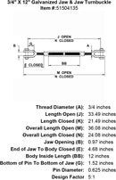 Galvanized Jaw & Jaw Turnbuckle