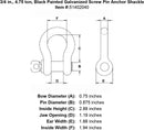 Black Powder Coated Galvanized Screw Pin Anchor Shackle