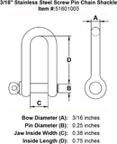 Stainless Steel Screw Pin Chain Shackle