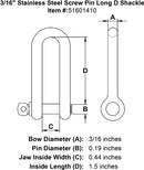 Stainless Steel Screw Pin Long D Shackle