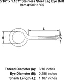 Stainless Lag Eye Bolts