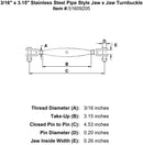 Stainless Pipe Style Jaw x Jaw Turnbuckles