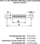 Stainless Steel Eye x Eye Turnbuckle