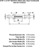 Stainless  Jaw x Eye Turnbuckles