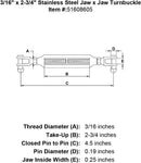 Stainless  Jaw x Jaw Turnbuckles